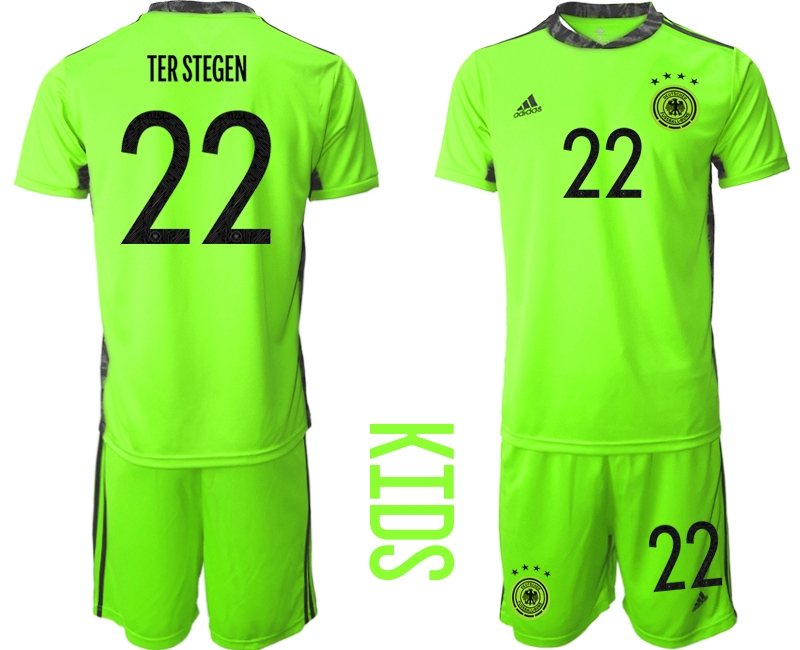 Youth 2021 European Cup Germany green goalkeeper #22 Soccer Jersey1